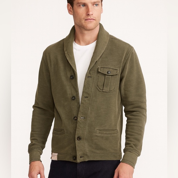 Polo Ralph Lauren Men’s S Shawl Collar Button-Up Sweater Jacket – Olive Green - Picture 1 of 12
